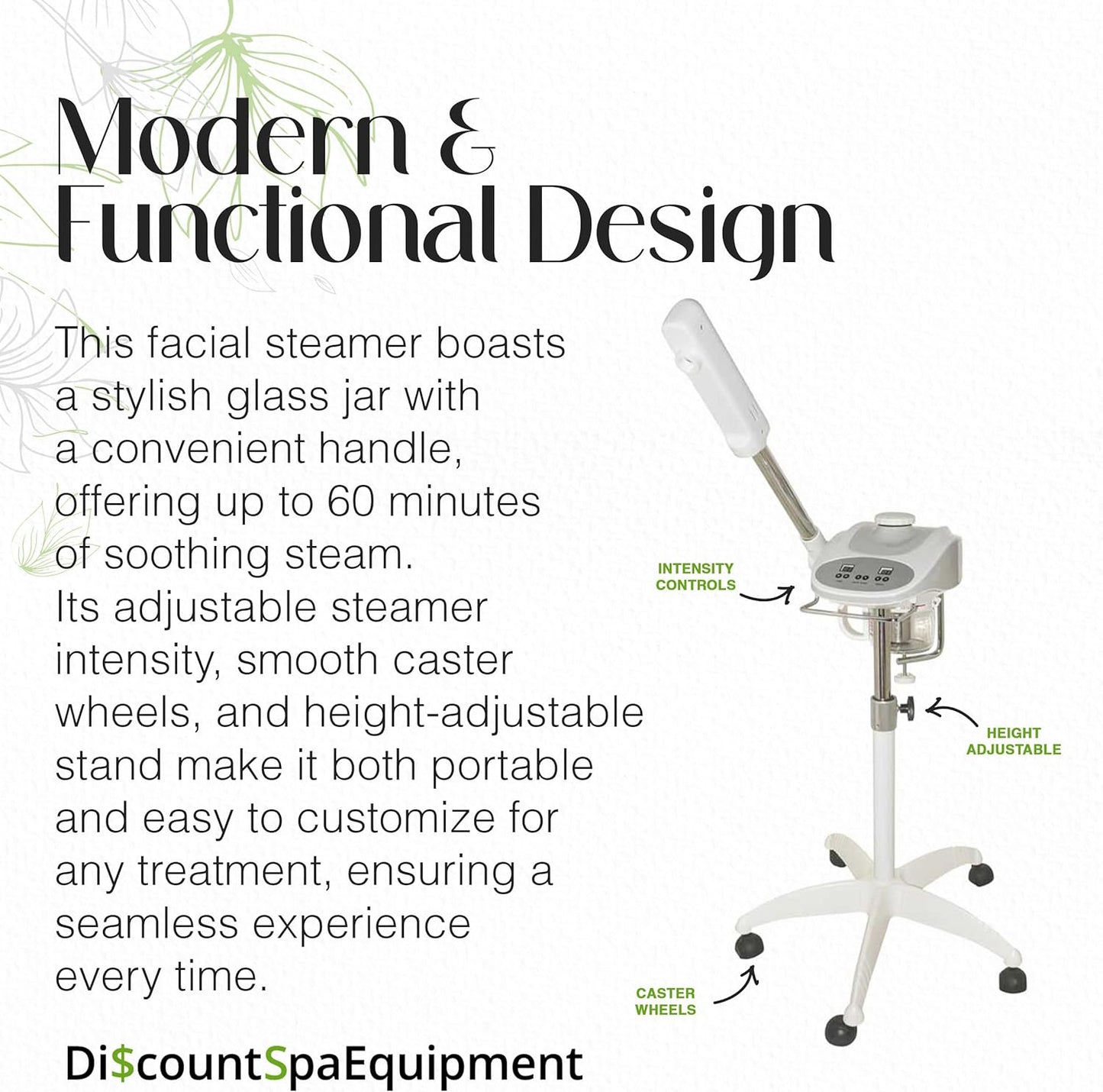 Basic Digital Ozone Facial Steamer, Facial Steamer for Esthetician, with Silent Timer, Digital Controls & Aromatherapy, Facial Steamer Professional Grade, with Stand, 20 Lbs
