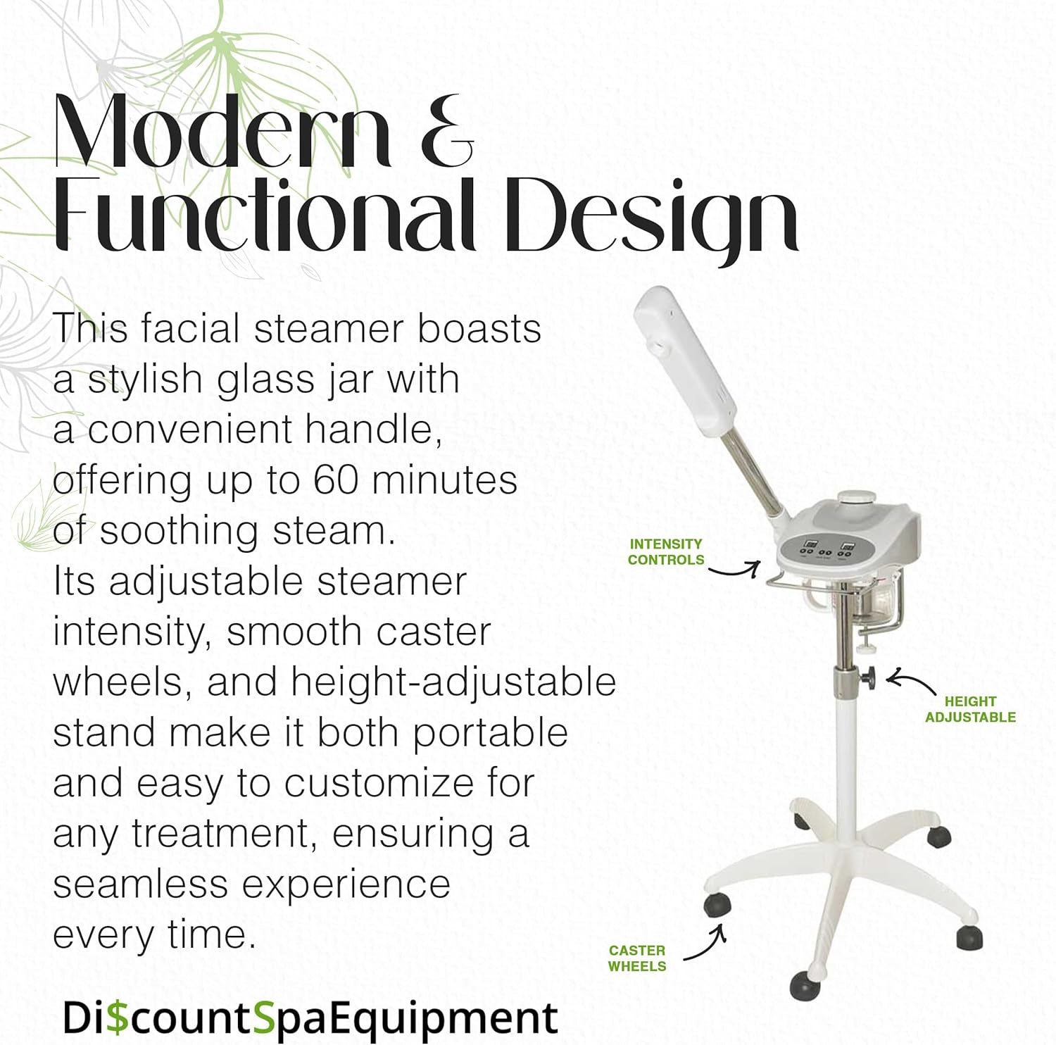 Basic Digital Ozone Facial Steamer, Facial Steamer for Esthetician, with Silent Timer, Digital Controls & Aromatherapy, Facial Steamer Professional Grade, with Stand, 20 Lbs