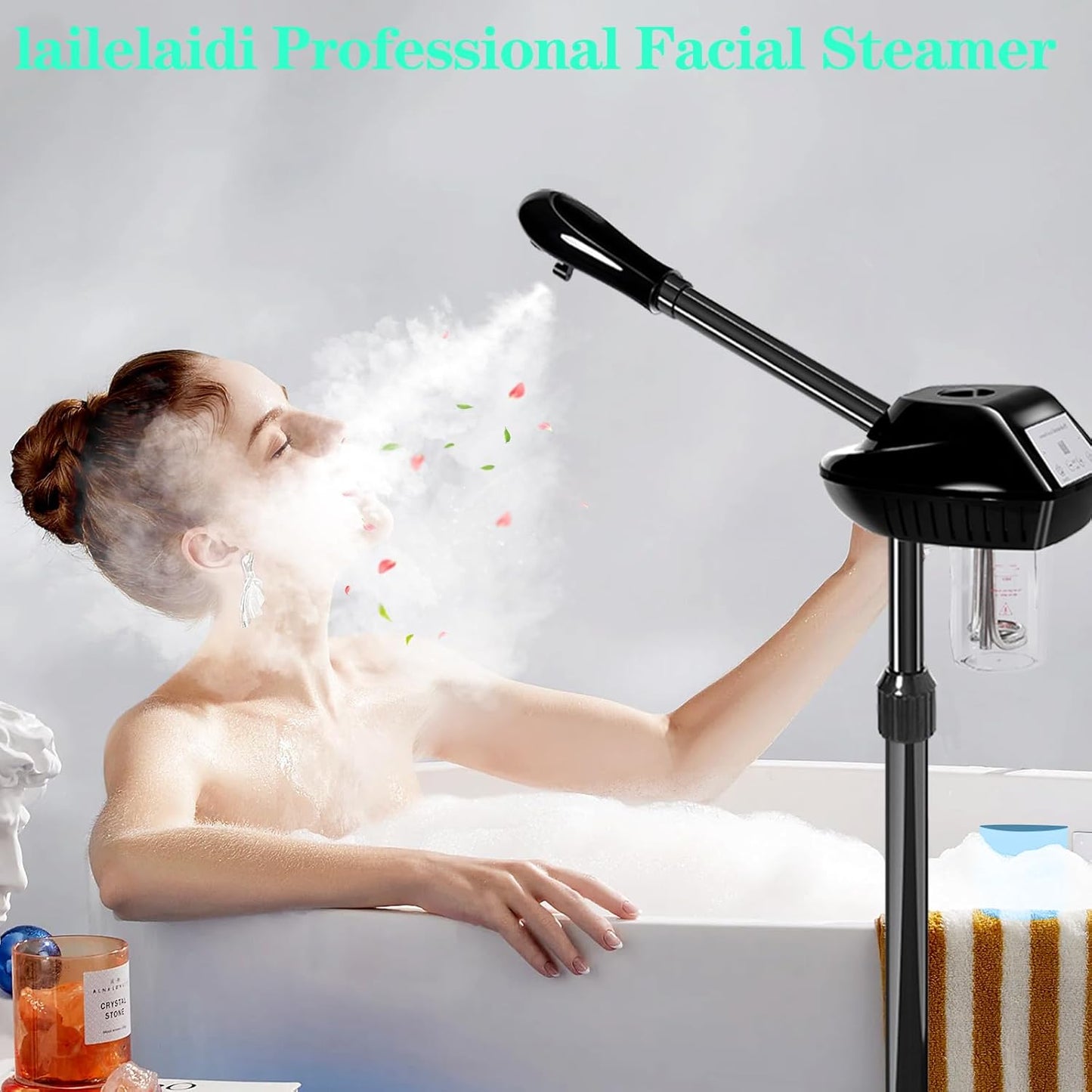 Professional Facial Steamer, Facial Steamer on Wheels, Ozone Facial Steamer, Stand Facial Steamer for Spa, Salon and at Home Use