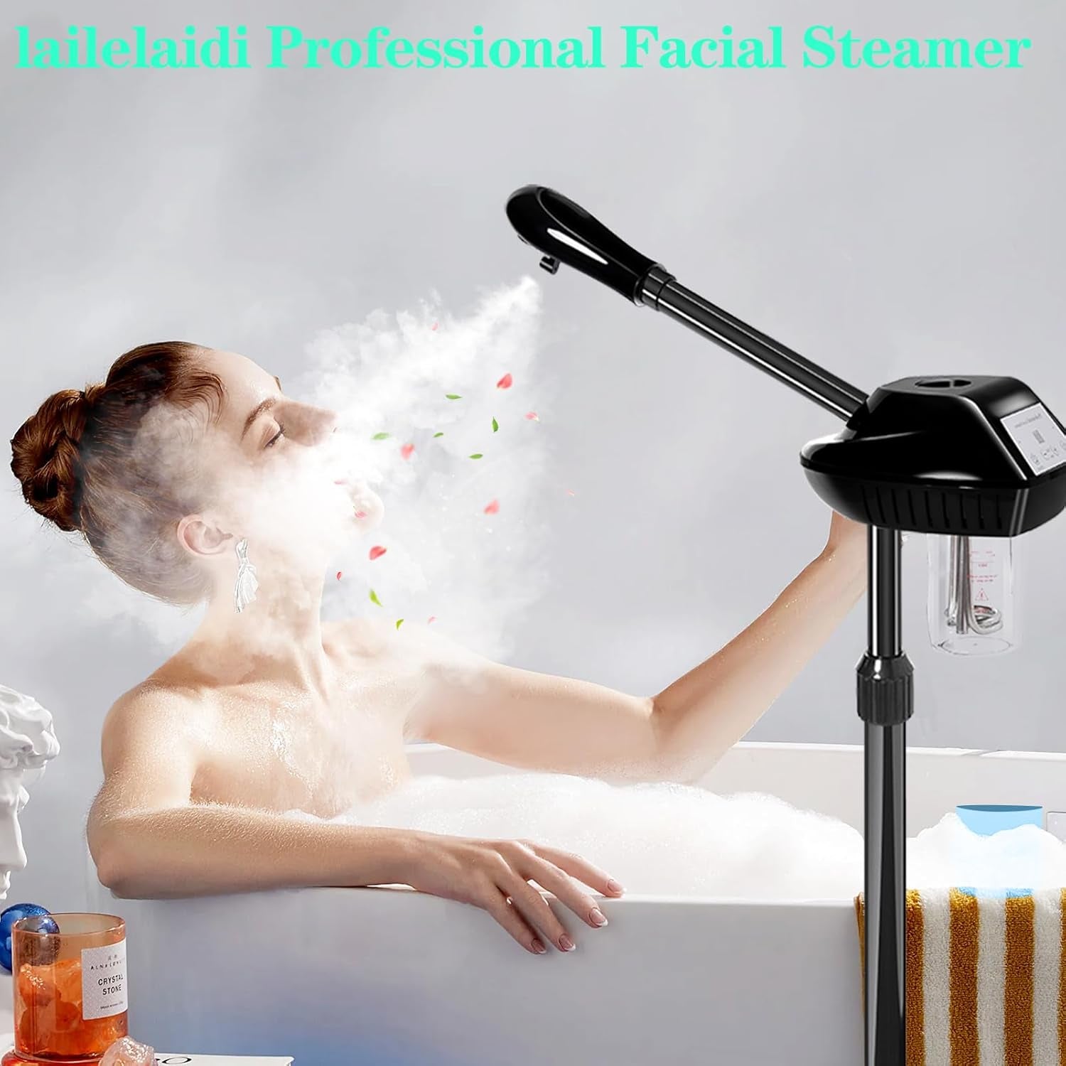 Professional Facial Steamer, Facial Steamer on Wheels, Ozone Facial Steamer, Stand Facial Steamer for Spa, Salon and at Home Use