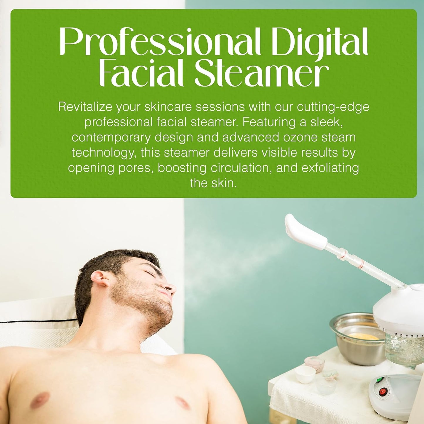 Basic Digital Ozone Facial Steamer, Facial Steamer for Esthetician, with Silent Timer, Digital Controls & Aromatherapy, Facial Steamer Professional Grade, with Stand, 20 Lbs